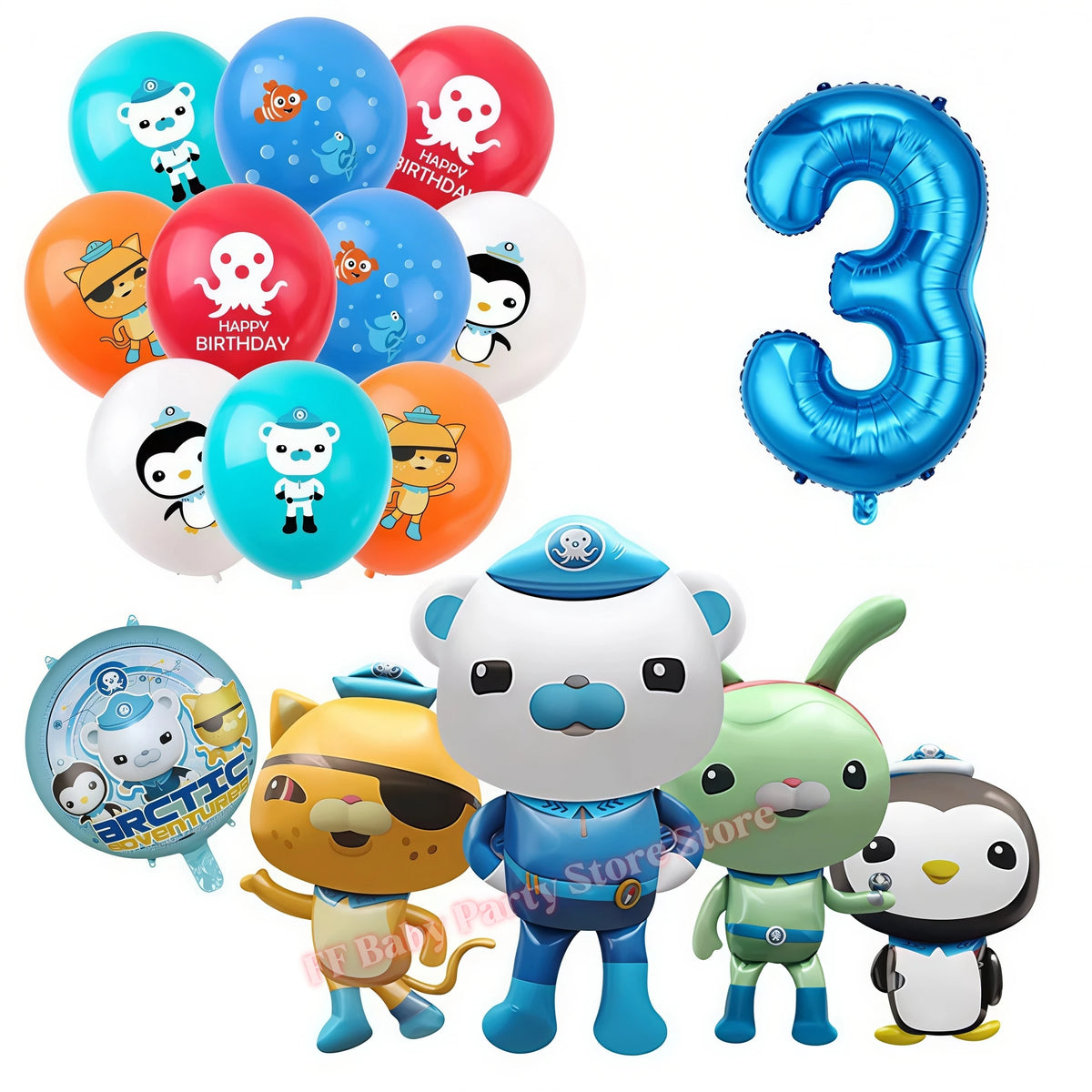 Octonauts Birthday Foil Balloons – Baby Shower Party Decor Party Foil Balloons Babs 16pcs balloons-3