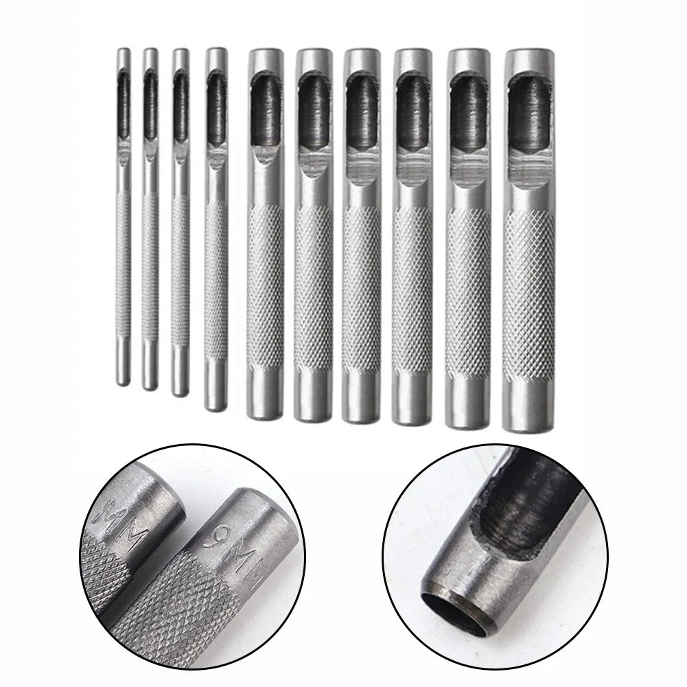 10-Piece Steel Hollow Hole Punch Set for Leather – 1–10mm Hollow Punch Set Babs