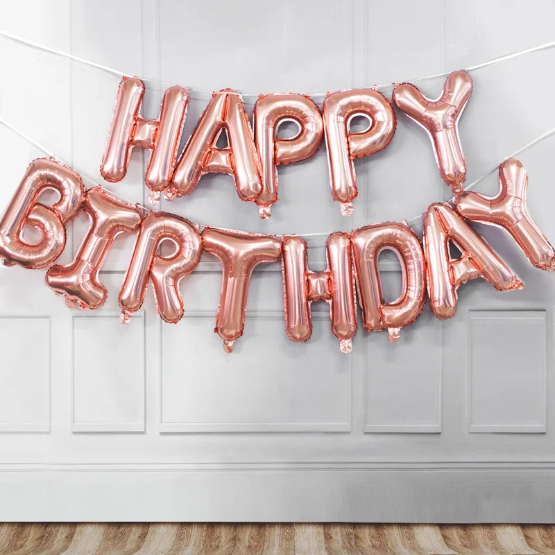 Gradient Rainbow Happy Birthday Foil Letter Balloons Party Decor Foil Letter Balloons Babs iridescent As show