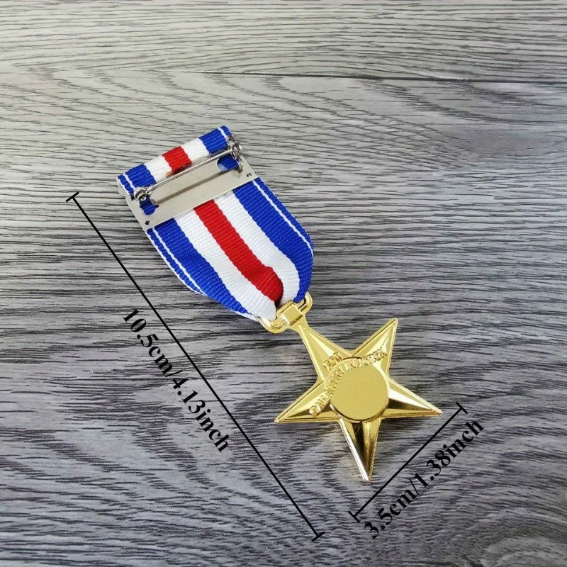 Star Medal Badge Props – Bronze & Silver Alloy Collection Costume Medal Badge Babs Silver Star