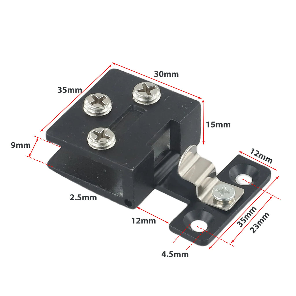Zinc Alloy Glass Cabinet Door Hinge with Screws | Black & Silver Cabinet Door Hinge Babs