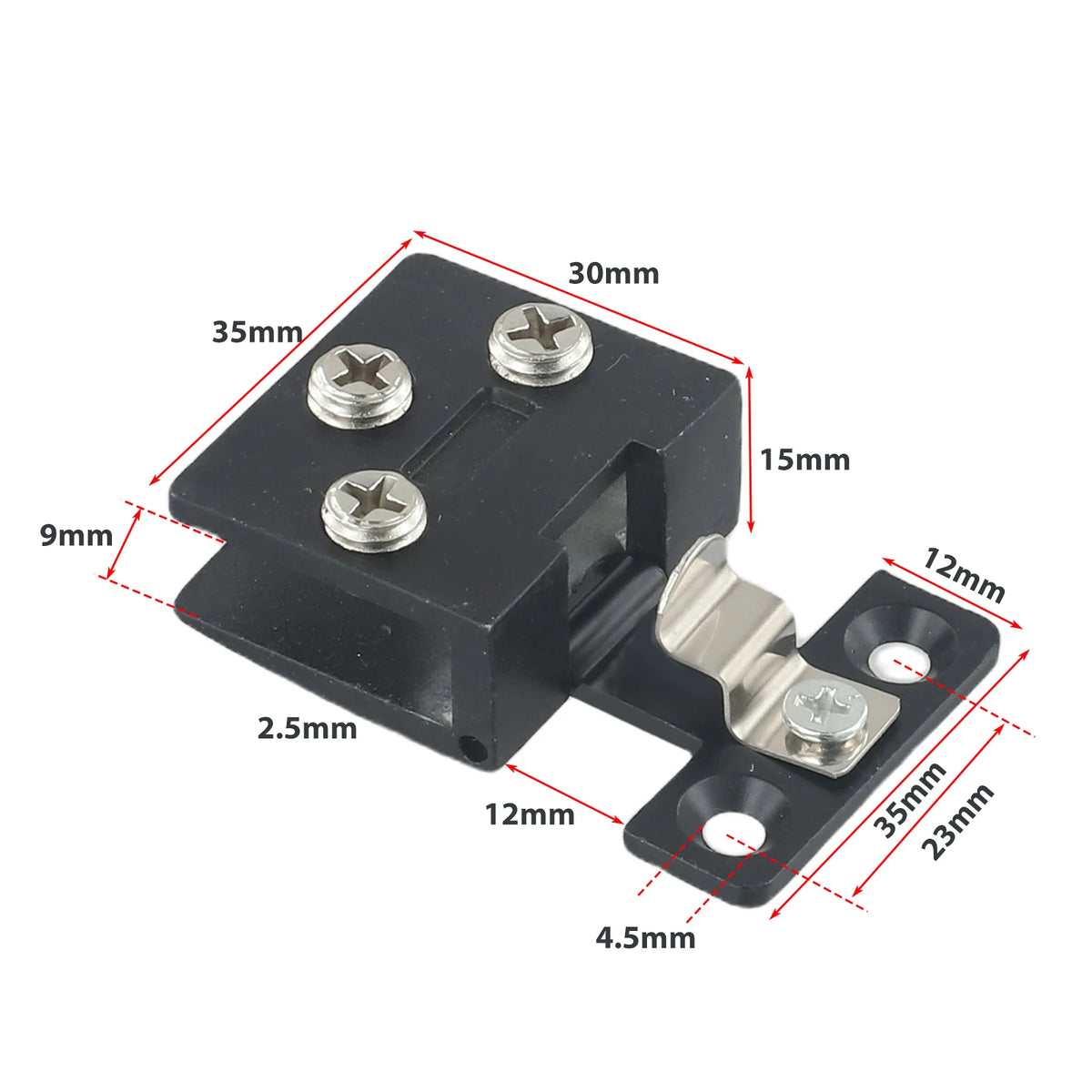 Zinc Alloy Glass Cabinet Door Hinge with Screws | Black & Silver Cabinet Door Hinge Babs