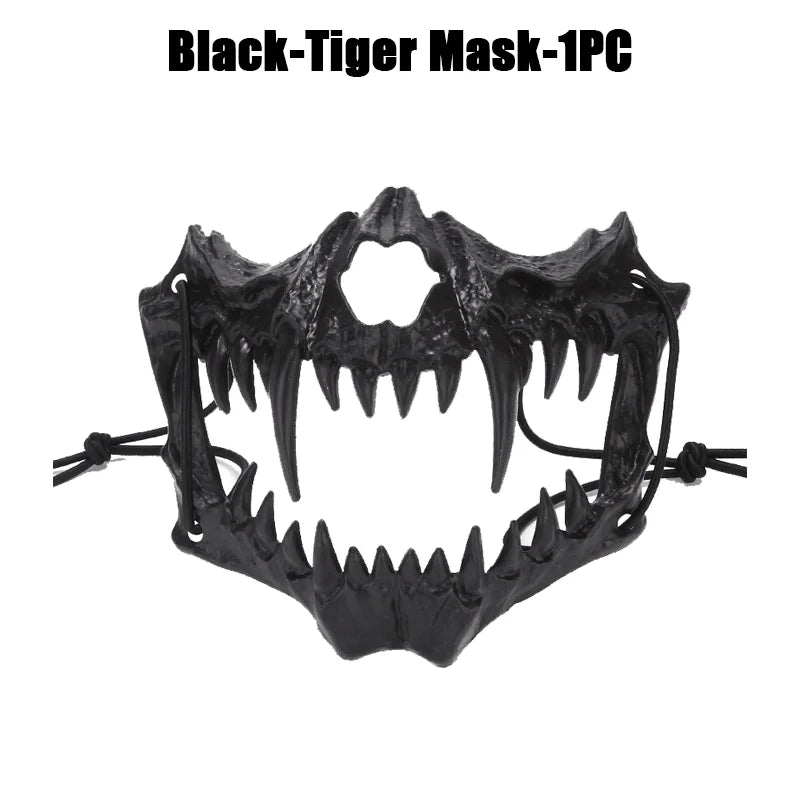 Halloween Skeleton Half Face Mask – Anime Cosplay Costume Prop Costume Face Mask Babs Black-C-1PCS