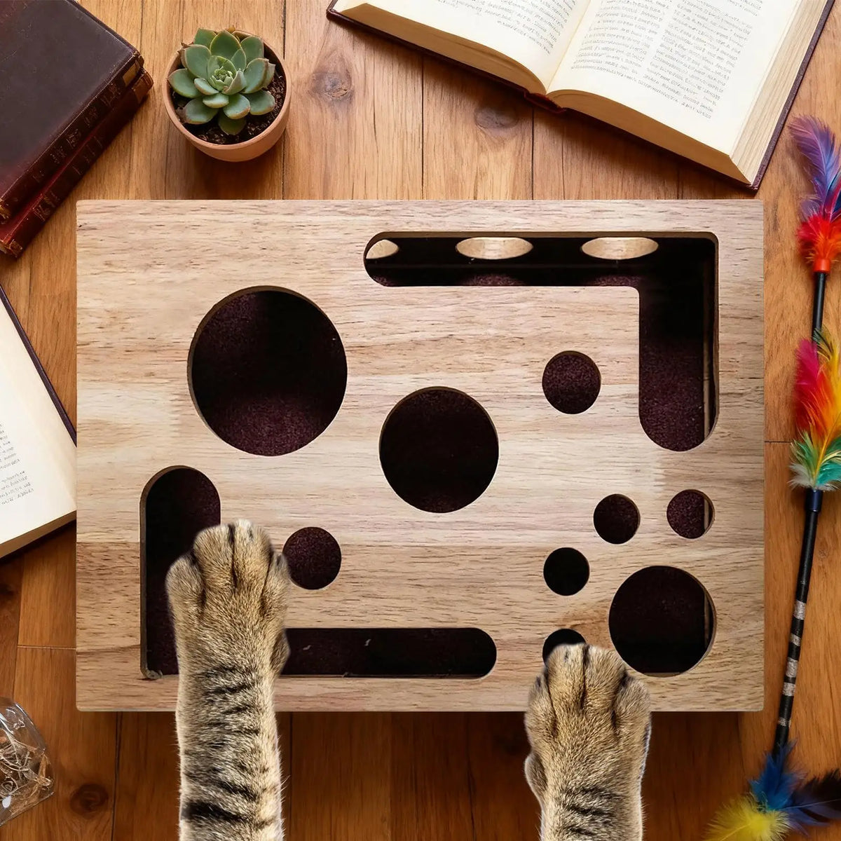 Cat Wooden Scratch Maze Toy – Interactive Nail File Puzzle Box Cat Scratch Puzzle Toy Babs