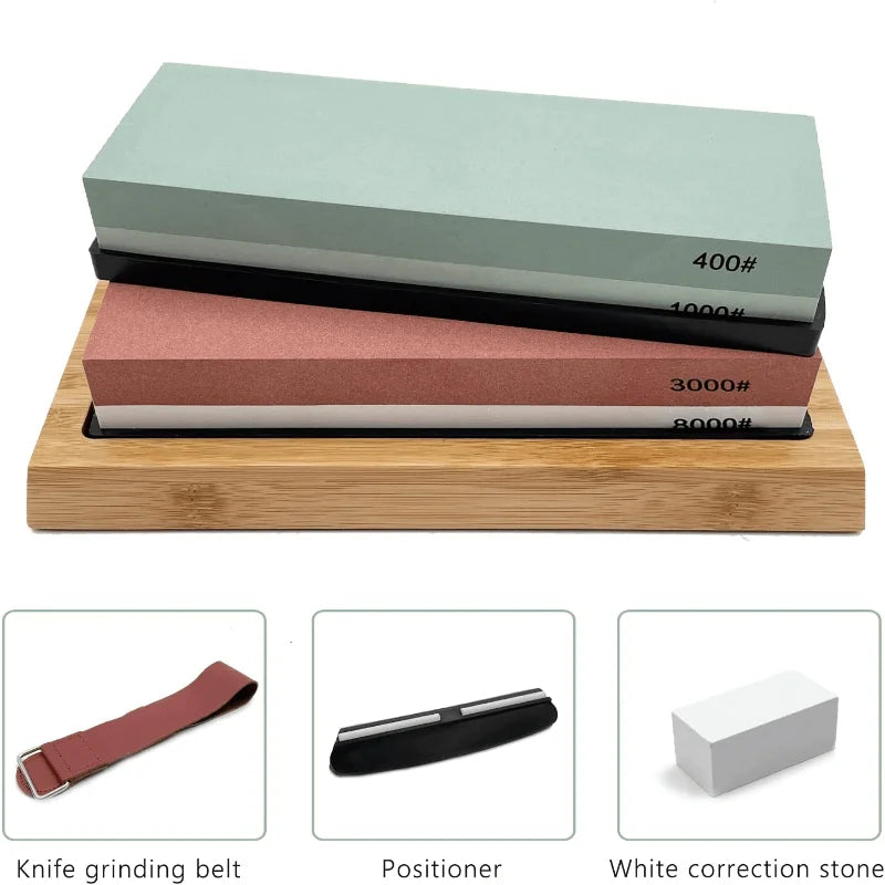 9-Piece Knife Sharpening Kit – 400 to 8000 Grit Whetstone Set Knife Sharpening Kit Babs