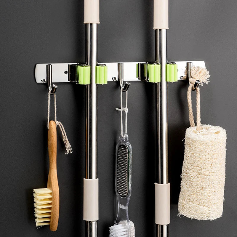 304 Stainless Steel Wall Mount Mop & Broom Holder Rack Wall Mount Tool Rack Babs