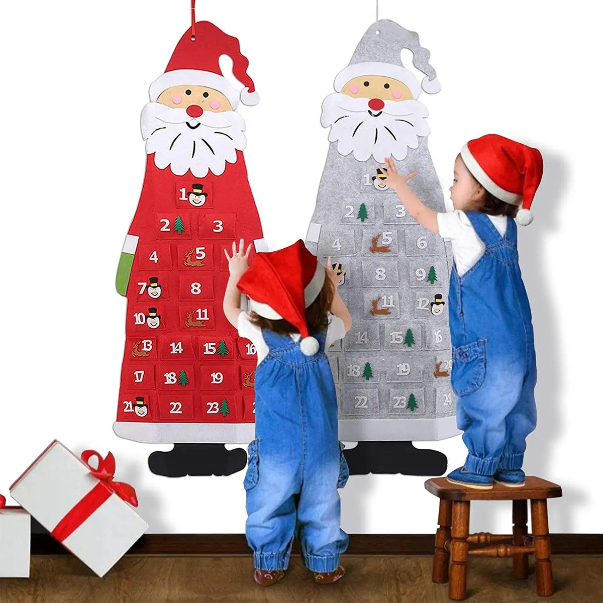 Santa Claus Felt Advent Calendar Christmas Wall Hanging Decor Advent Calendar Babs
