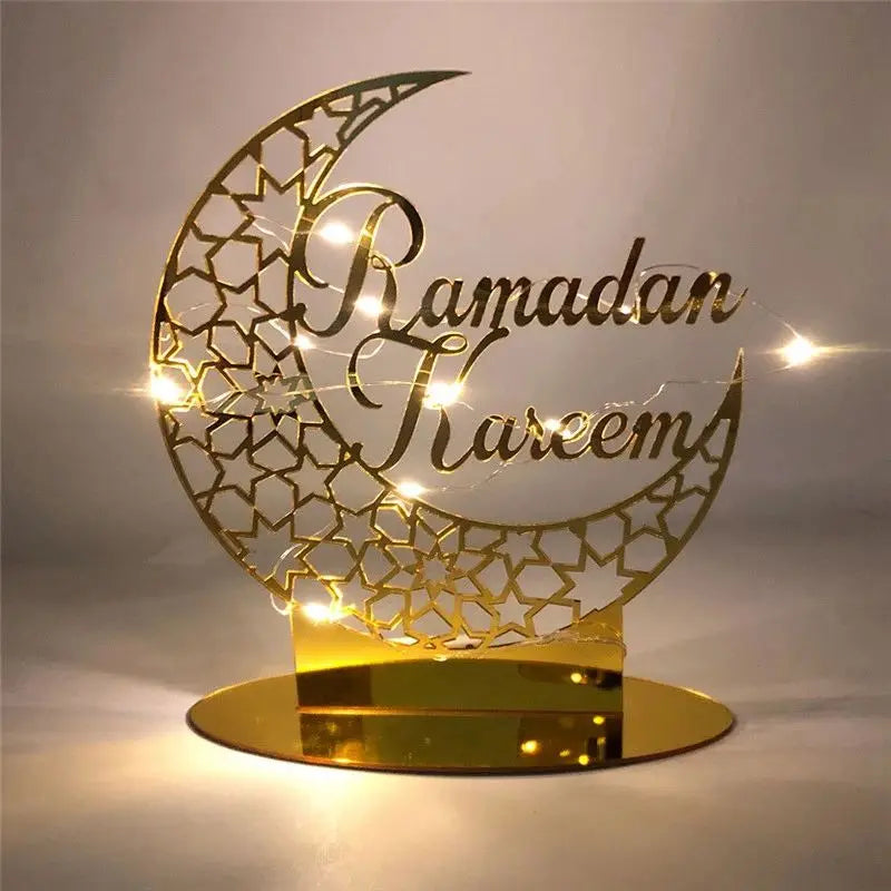 Ramadan Kareem Acrylic Ornament – Eid Mubarak Golden Moon Decor Acrylic Holiday Ornament Babs