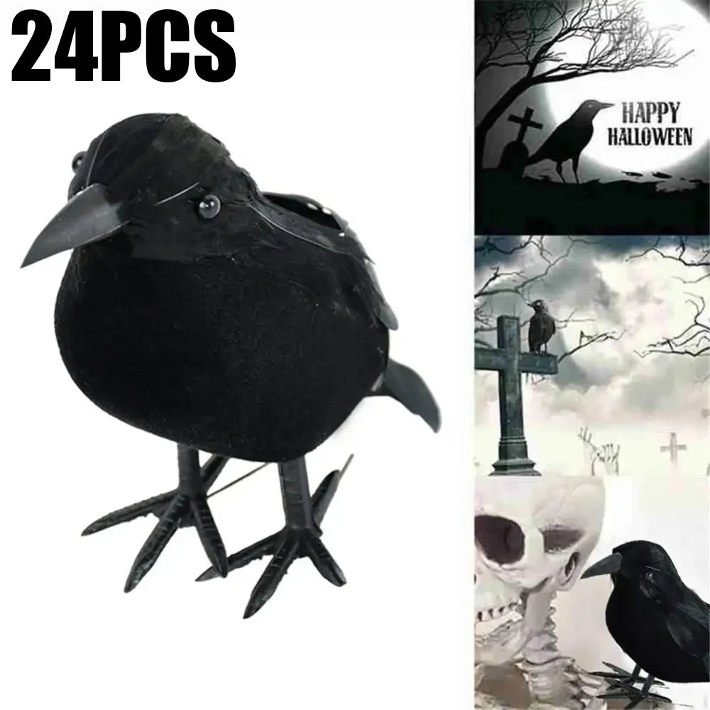 Realistic Black Crow Simulation Figure – Halloween Garden Décor Halloween Crow Decoration Babs