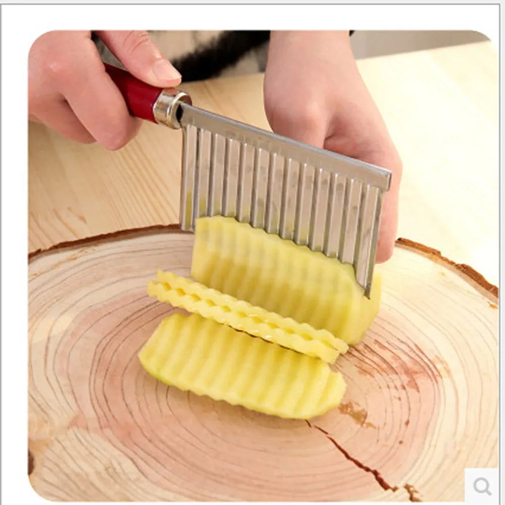 Stainless Steel Wavy Crinkle Cutter Knife – Potato & Veggie Slicer Crinkle Cutter Knife Babs