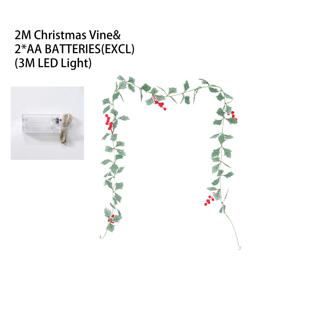 Artificial Red Berry LED Vine – Wedding & Christmas Décor Artificial LED Vine Babs White Green 2