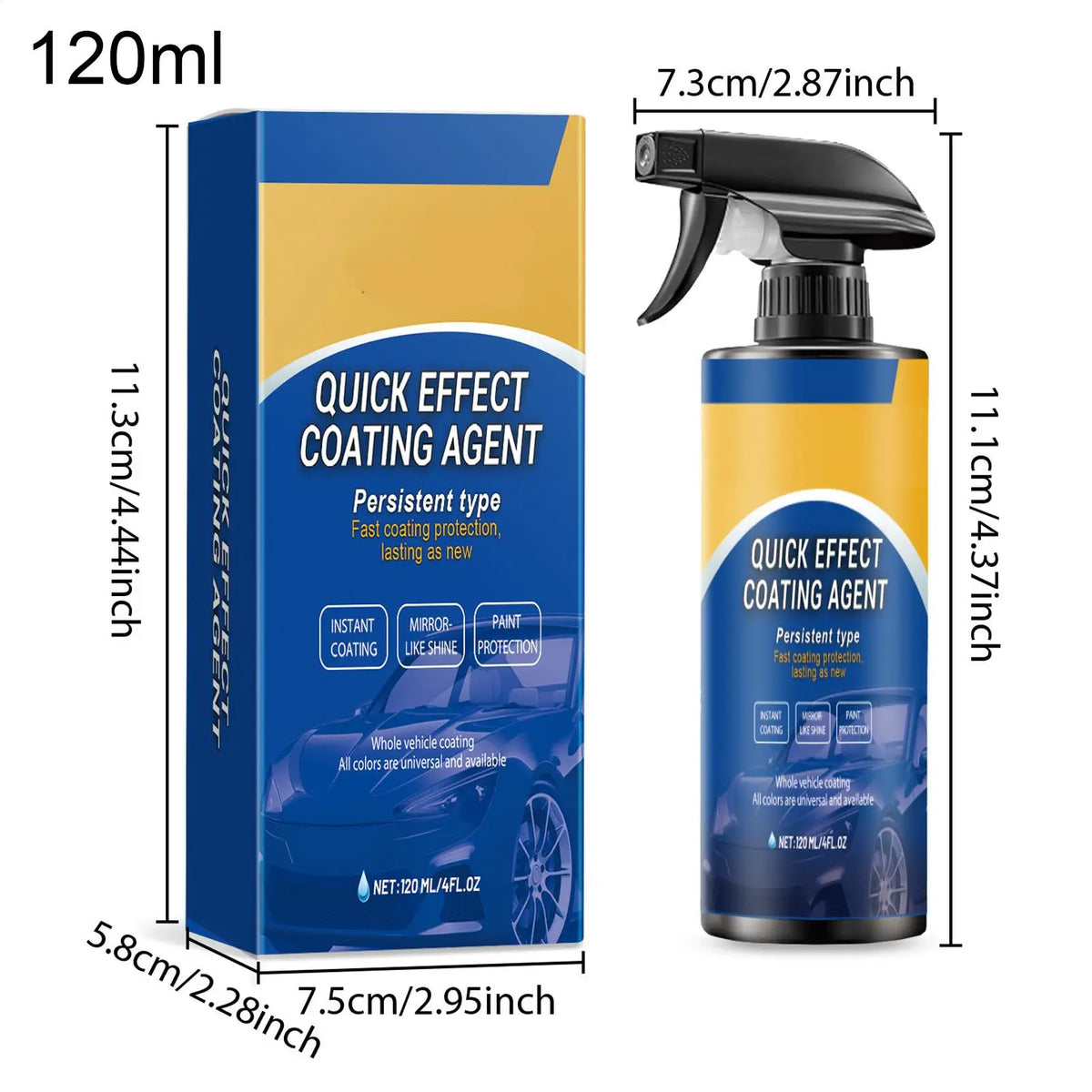 120ml Ceramic Coating Spray – Quick-Dry Hydrophobic Car Polish Ceramic Coating Spray Babs