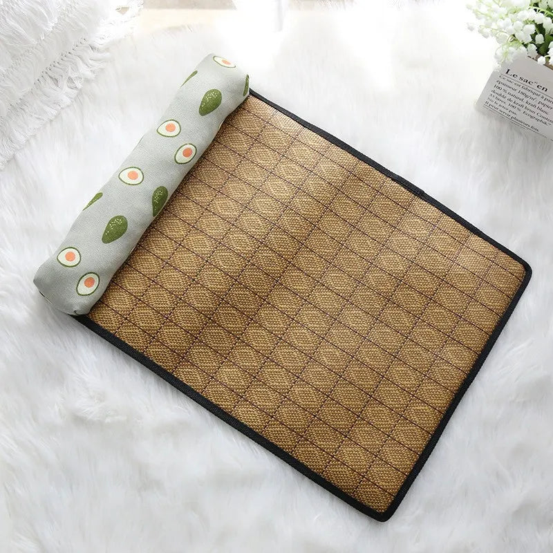 Pet Self-Cooling Rattan Mat for Cats & Dogs – Summer Bed Pet Cooling Mat Babs Green avocado S