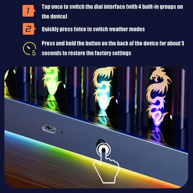 IPS Glow Tube Clock – RGB Digital Desk Clock, Gaming Decor Gift RGB Digital Desk Clock Babs