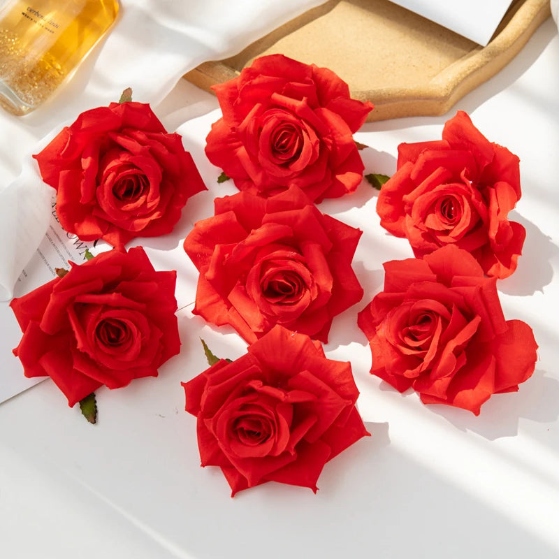 Silk Rose Artificial Flowers 5/10pcs – Wedding & Home Décor Artificial Silk Flowers Babs Red 5 pcs
