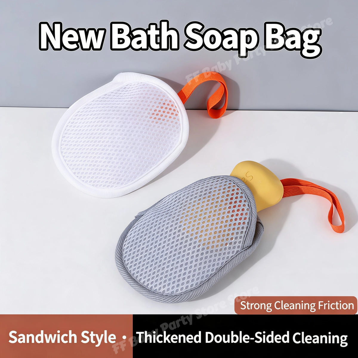 Foaming Soap Bag Net Mesh Exfoliating Bath Sponge Bubble Maker Exfoliating Bath Sponge Babs