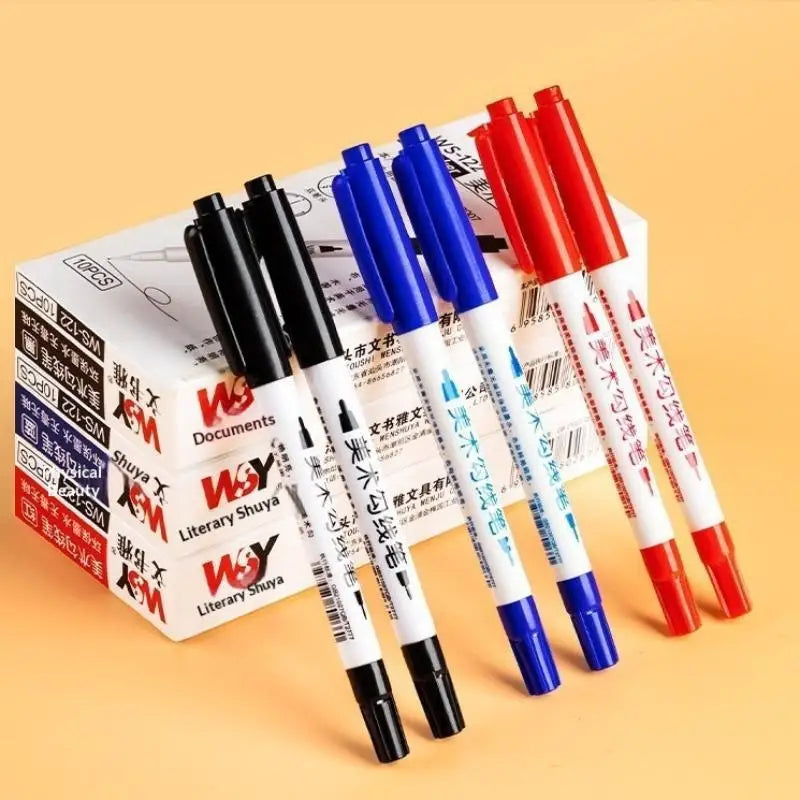 Dual Tip Permanent Markers – Waterproof Fast-Dry Ink, 3 Colors Permanent Marker Pen Babs A7