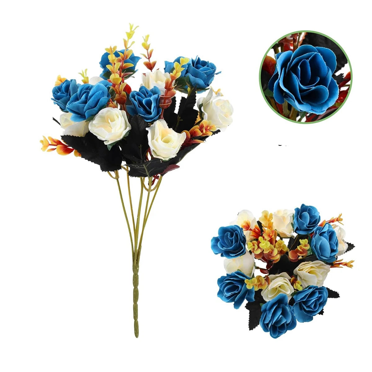 Silk Rose Artificial Flowers – Wedding & Home Décor Bouquet Artificial Silk Flowers Babs dark blue 1 pc