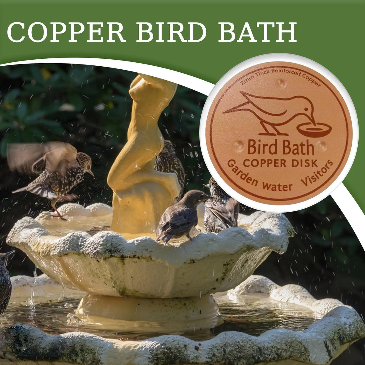 Copper Bird Bath Purifier Disk – Triple-Point Garden Accent Bird Bath Disk Babs