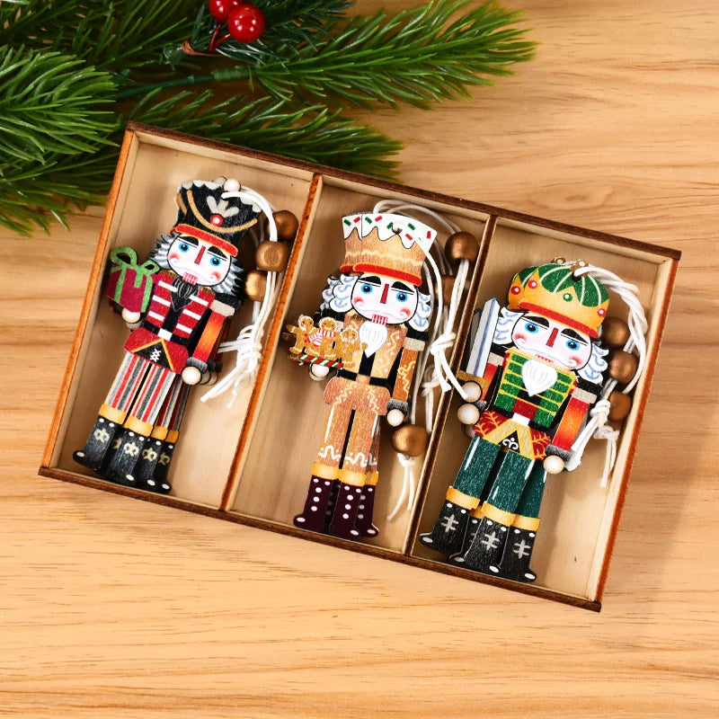 9Pcs Wooden Nutcracker Soldier Christmas Tree Ornaments Set Christmas Tree Ornaments Babs B