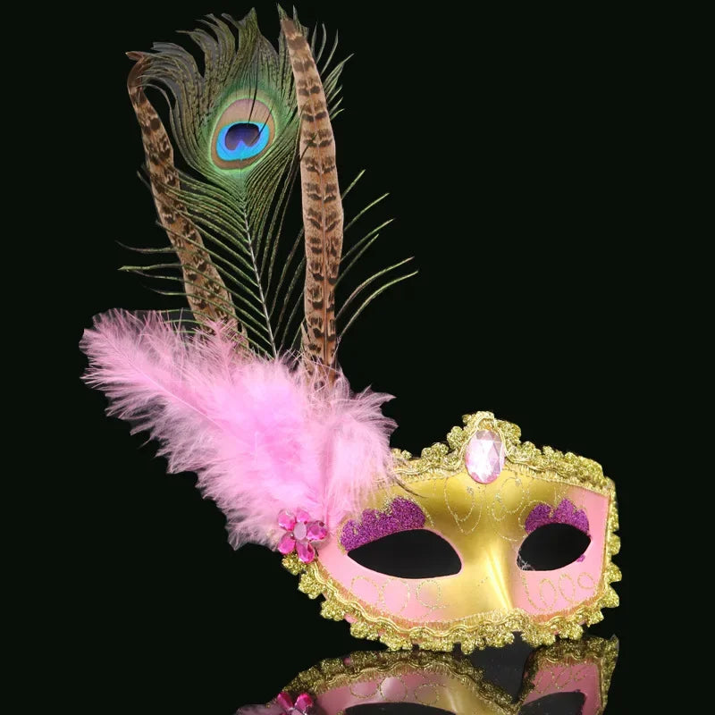 12pc Peacock Feather Lace Masquerade Masks – Venetian Party Set Masquerade Party Masks Babs