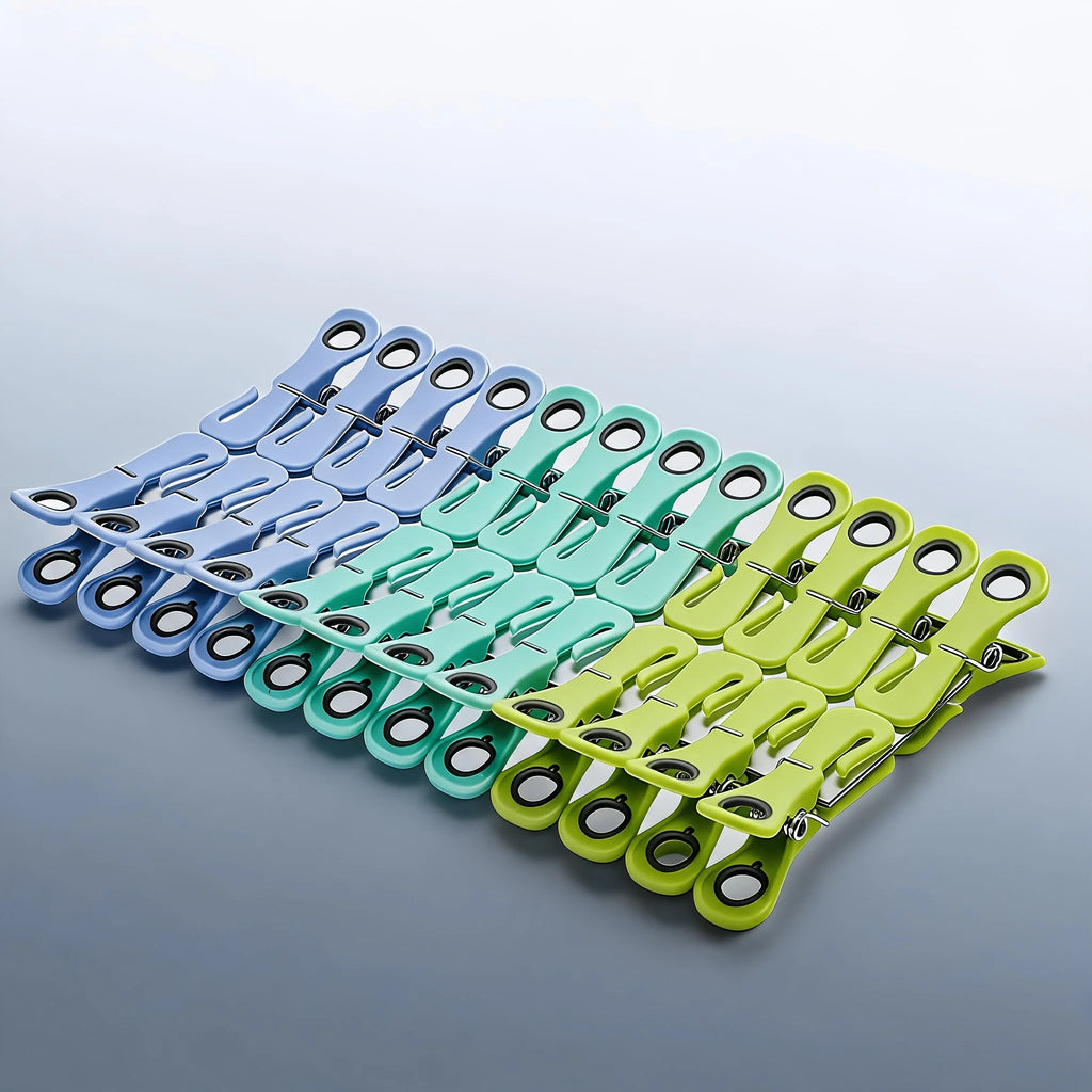 Plastic Clothespins 24-Pack with Storage Box – Non-Slip Clips Laundry Clothespins Babs