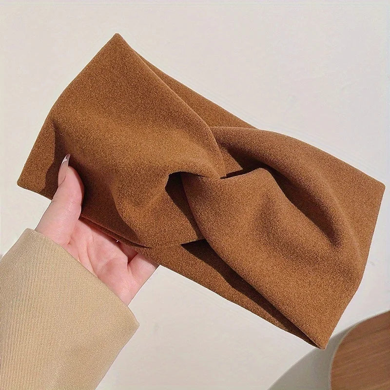 Knotted Elastic Headband – French Wide Brim Hair Accessory Knotted Headband Babs brown
