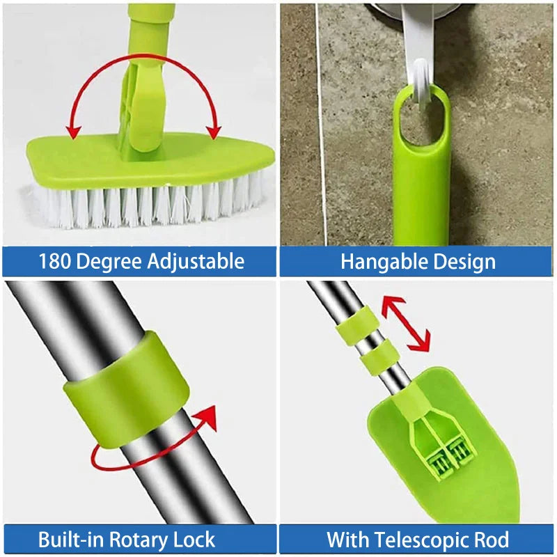 Telescopic 3-in-1 Scrub Brush Set – Extendable 37" Handle Telescopic Scrub Brush Babs