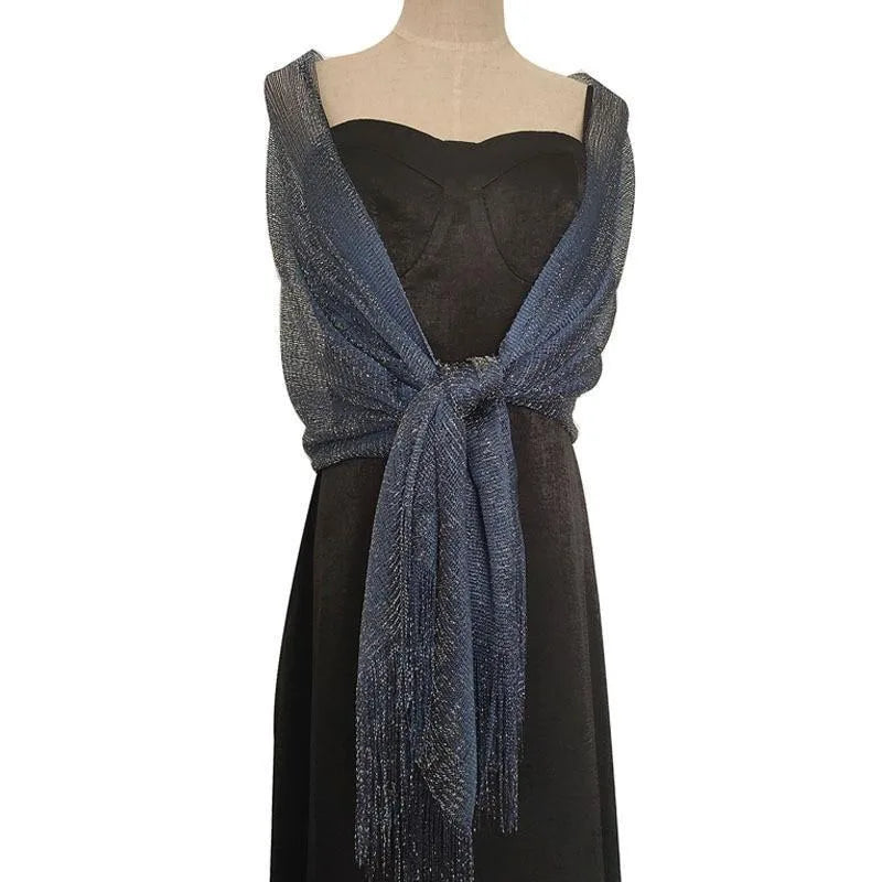 Gold Silver Tassel Shawl Scarf – Bridal & Evening Wrap Evening Wrap Shawl Babs