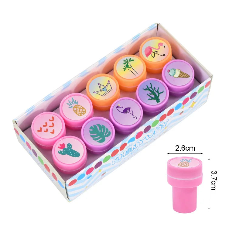 10-Piece Kids Self-Ink Stamps Unicorn Mermaid Party Favors Kids Party Stamps Babs Flamingo