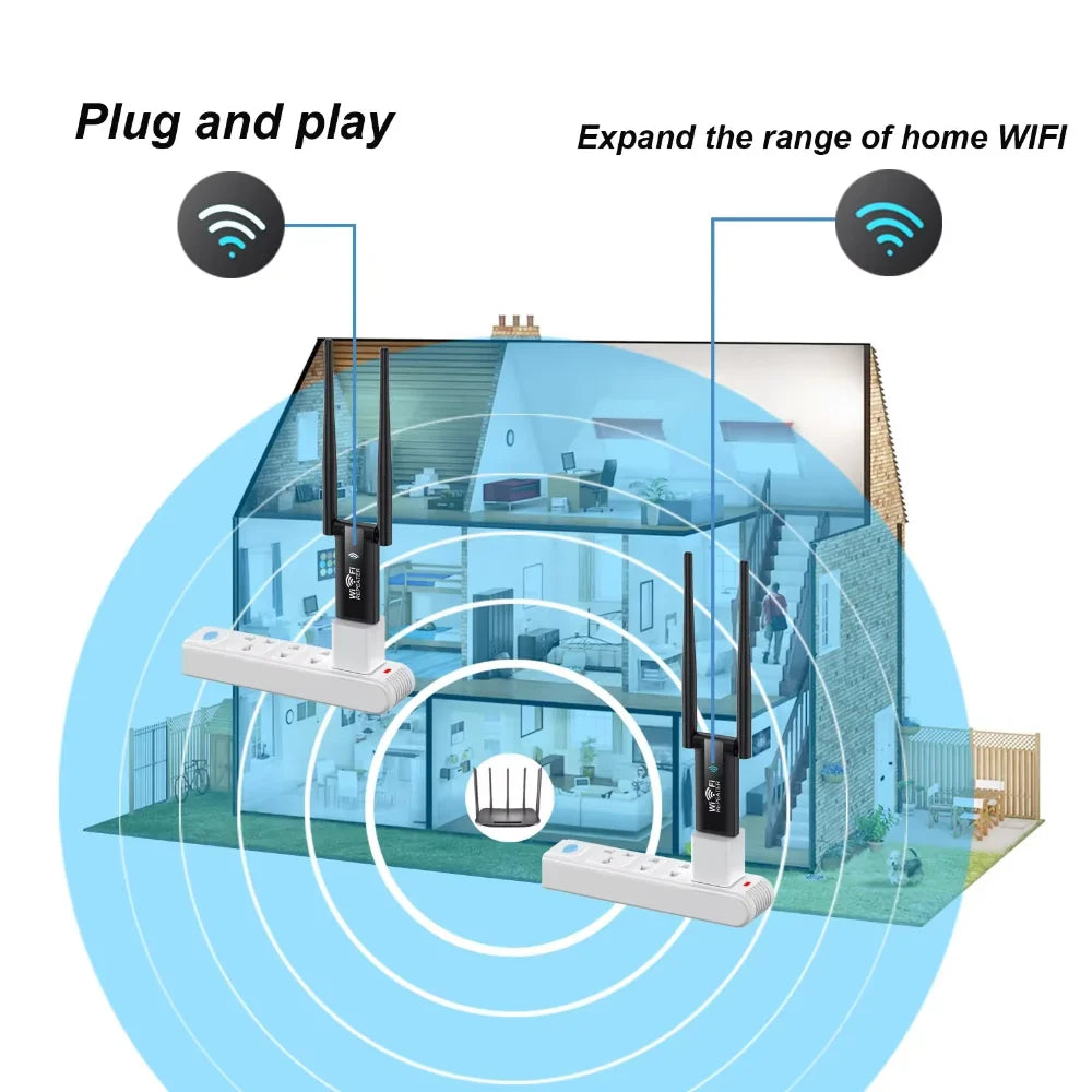 KEBIDUME 300Mbps USB WiFi Repeater & 2.4G Signal Booster USB WiFi Repeater Babs