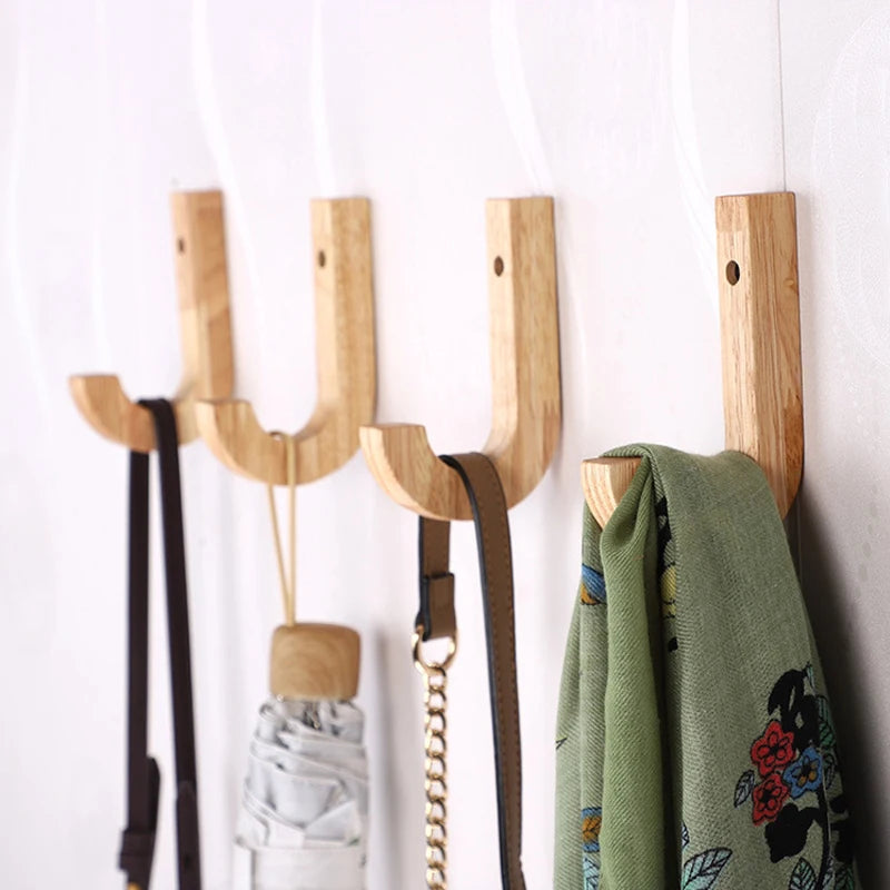 Wood J-Shape Wall Hook – Coat, Towel & Bag Hanger Organizer Wall Storage Hook Babs