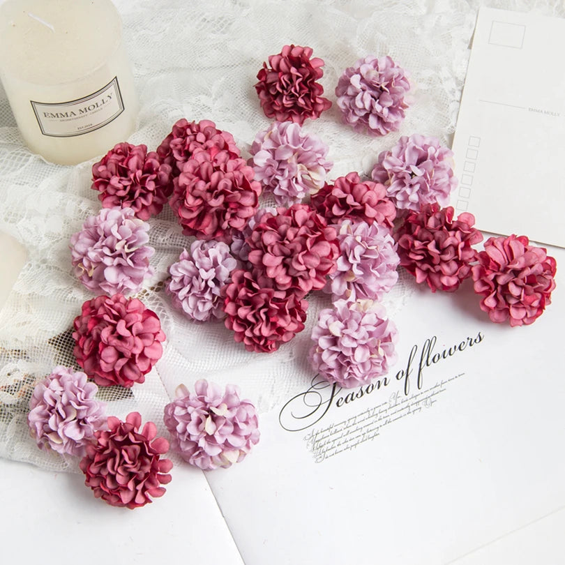 50Pcs Silk Carnation Flower Heads for Wedding & DIY Décor Artificial Flower Heads Babs
