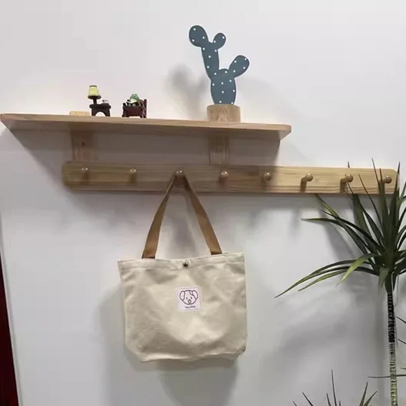 Wall Mounted Wood Coat Rack 8 Hooks – Modern Pine Organizer Wall Mounted Coat Rack Babs