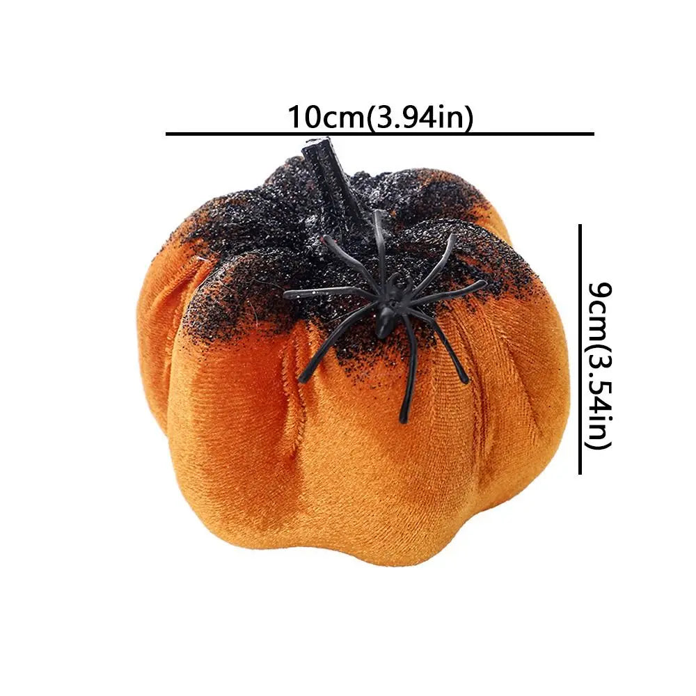 Flannel Halloween Pumpkin Ornament with Spider – Table Decor Halloween Ornament Babs