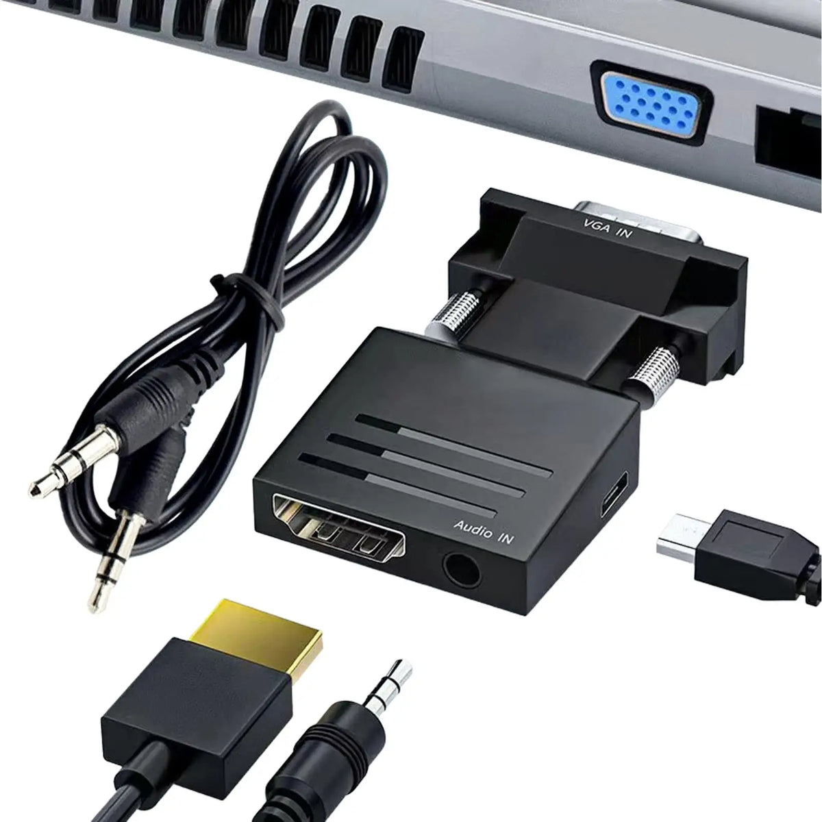 HDMI Female to VGA Male Adapter with Audio Cable – 1080p Video Display Adapter Babs