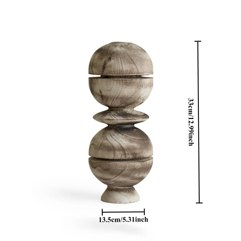 Nordic Retro Solid Wood Figurine Sculpture | Modern Home Décor Decorative Figurine Babs H