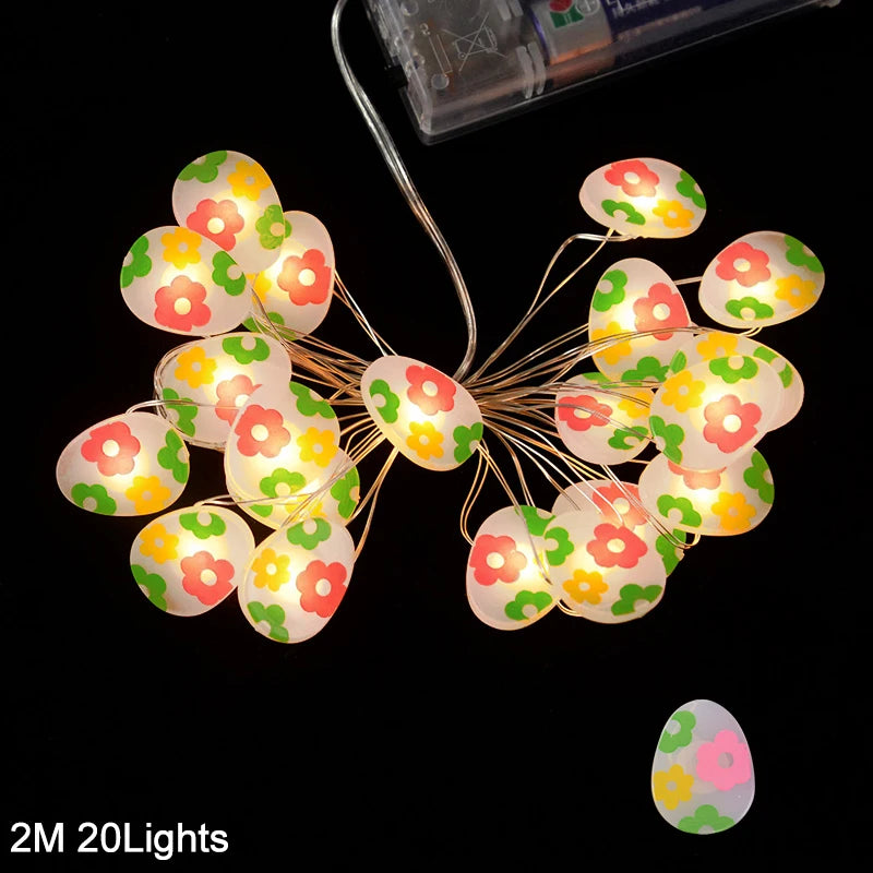 2M 20 LED Easter String Light Garland – Bunny, Egg & Carrot Easter Fairy Light Garland Babs eggs
