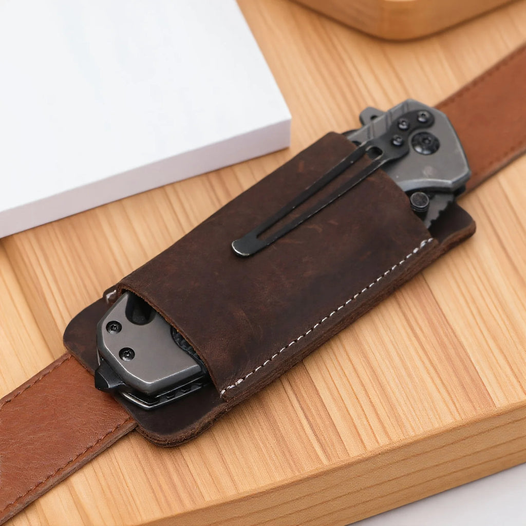 PU Leather Belt Holster – Foldable EDC Knife Waist Pouch EDC Belt Holster Babs