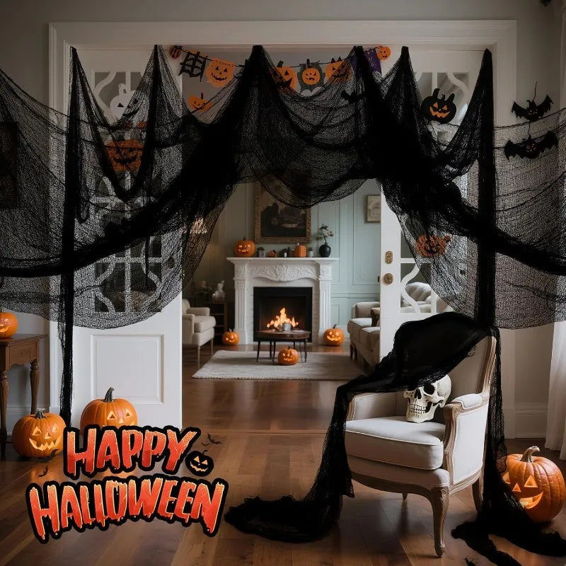 Halloween Gauze Fabric Black & White DIY Party Decoration Halloween Decoration Fabric Babs