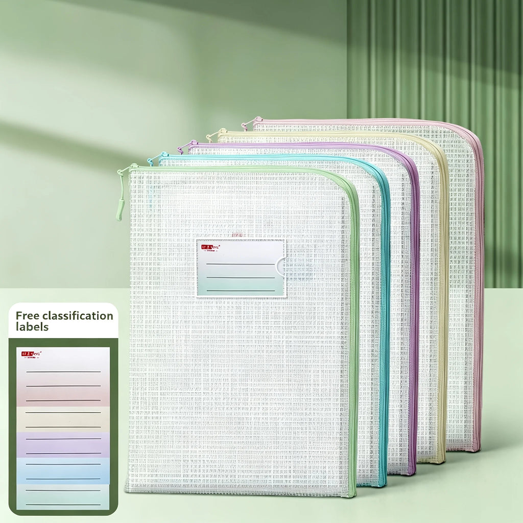 5-Pack A4 Mesh Zipper Pouches – Reusable Organization Bags Mesh Zipper Pouches Babs