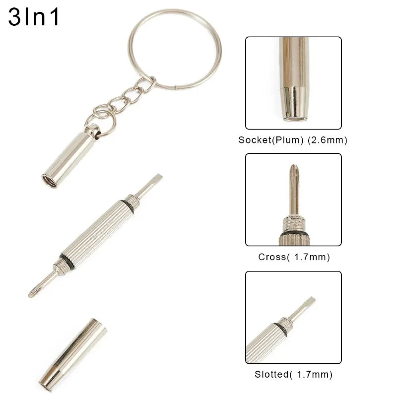 3-in-1 Mini Precision Screwdriver Keychain for Glasses & Phones Precision Screwdriver Set Babs
