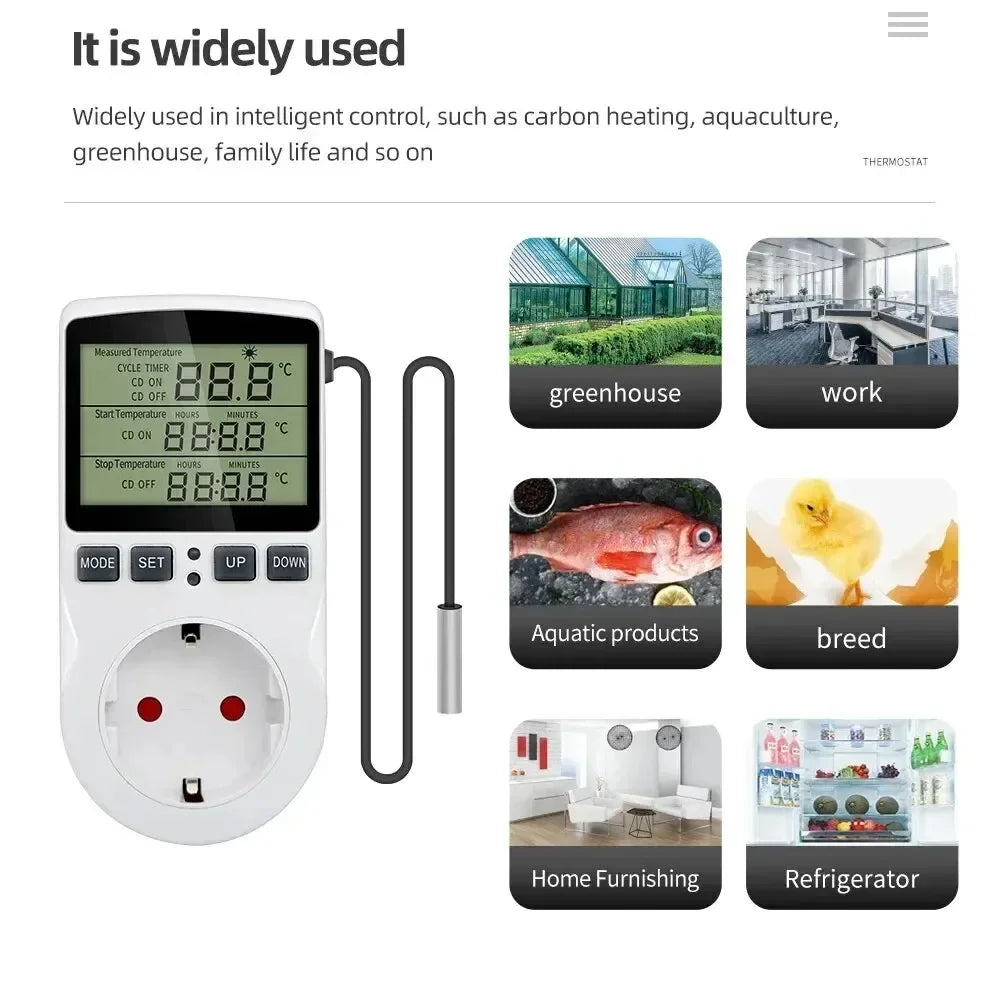Digital Thermostat Socket with Timer – Heating & Cooling Thermostat Controller Socket Babs