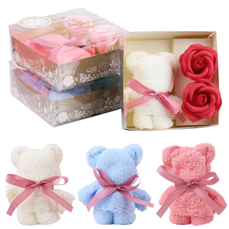 Towel Bear Soap Flower Gift Box – Wedding & Party Favor Set Gift Box Set Babs