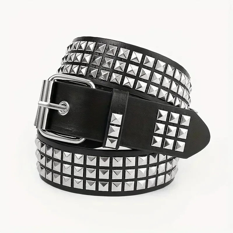 Punk Pyramid Rivet Belt – Unisex Y2K PU Leather Jeans Belt Punk Rivet Belt Babs