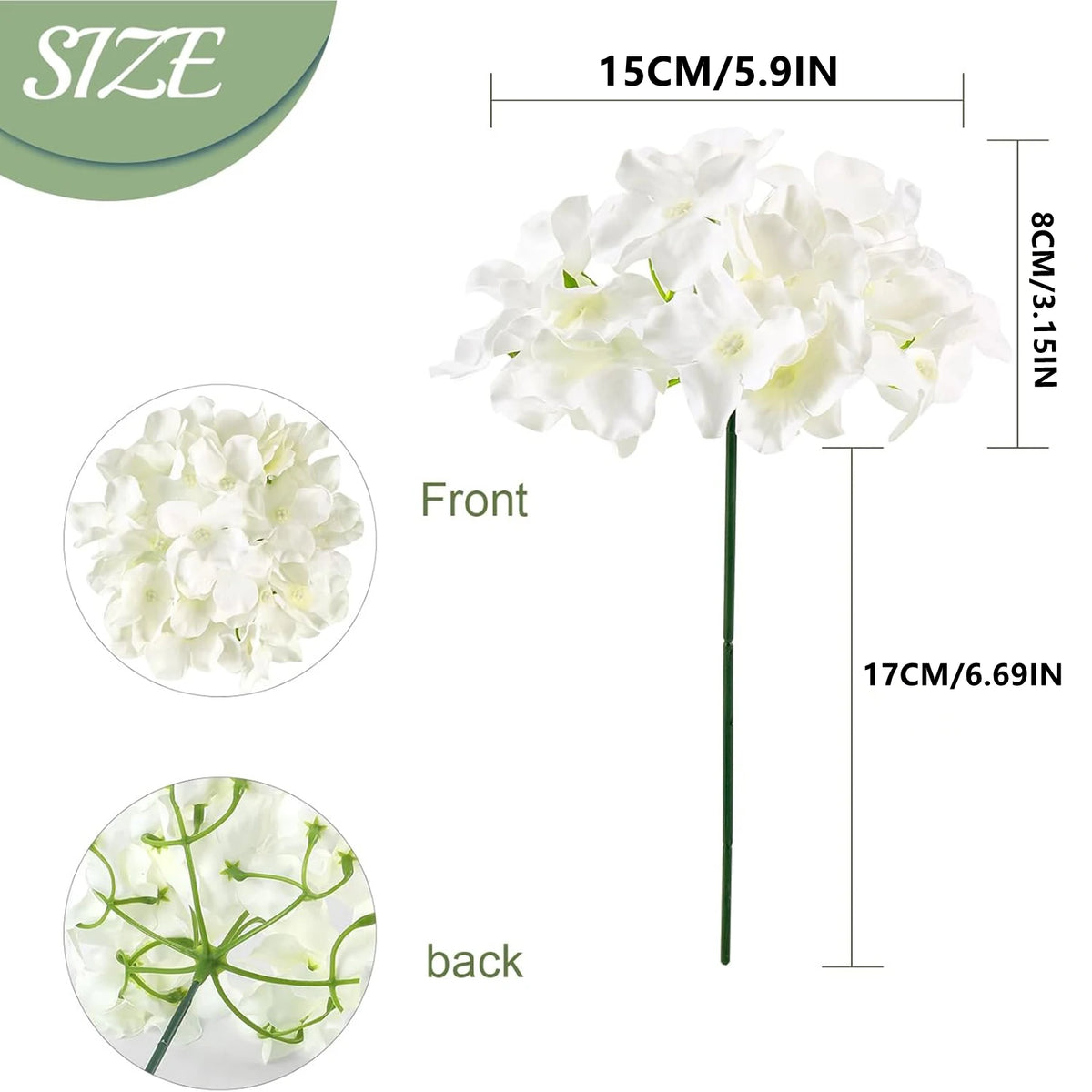 Silk Hydrangea Artificial Flowers – Wedding & Home Décor Artificial Flowers Babs WHITE 10 pcs