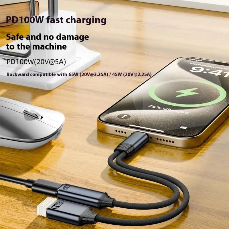 2-in-1 USB-C Splitter – Dual Audio & PD 100W Fast Charger USB-C Adapter Babs
