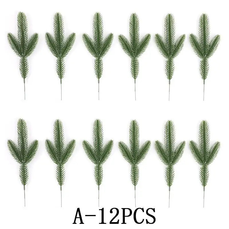 12pcs Artificial Pine Needle Branches – Christmas Tree Decor Christmas Decor Props Babs