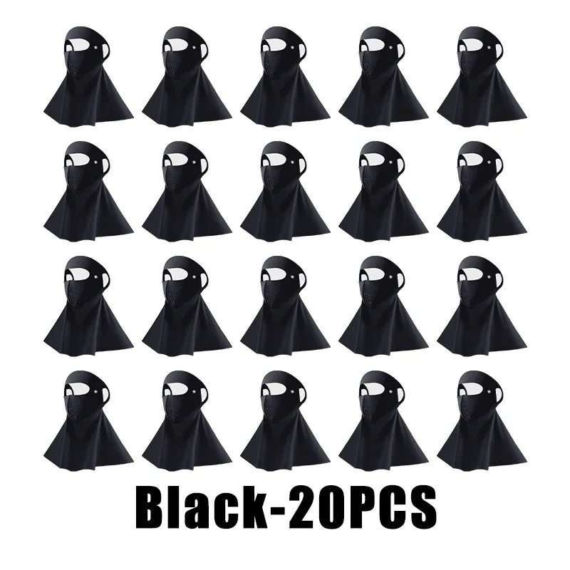 UPF50+ Ice Silk Sun Protection Mask & Neck Scarf – Anti-UV Sun Protection Mask Babs Black 20PCS