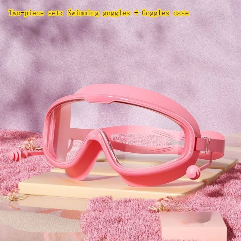 Wide View Anti-Fog Swim Goggles with Ear Plugs – Adults Swim Goggles Babs pink set